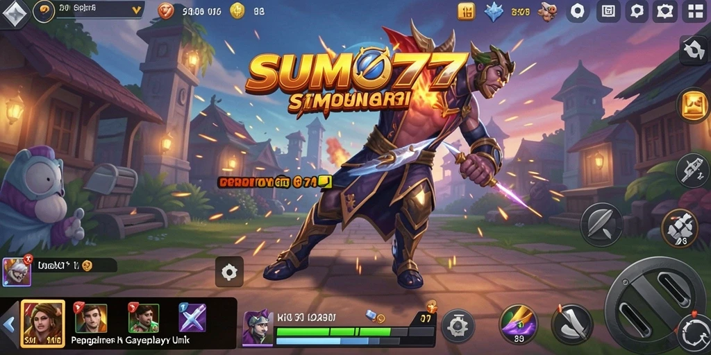 Screenshot utama SUMO777 menampilkan aksi gameplay yang mendebarkan.
